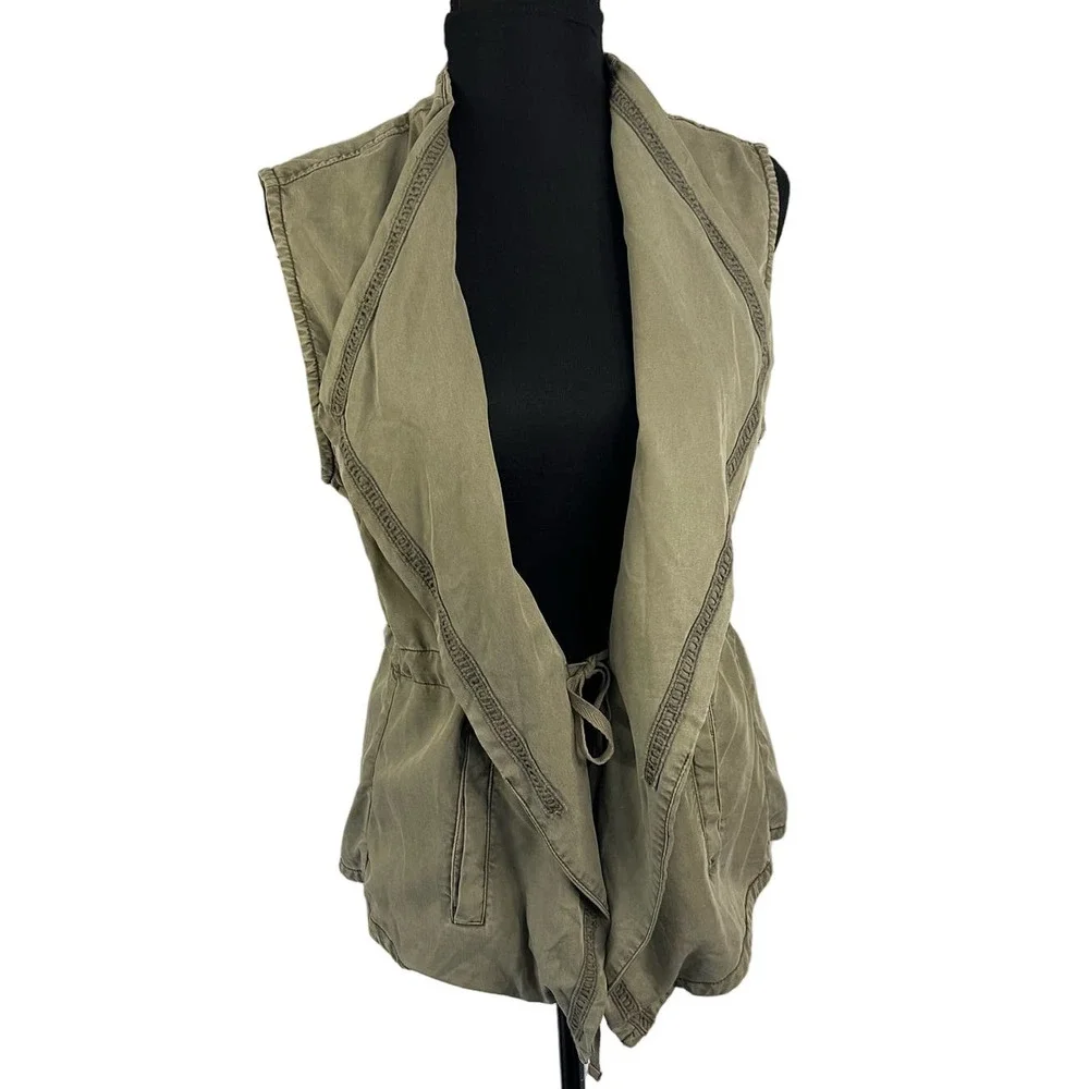 Max Jeans Army Green Sleeveless Utility Jacket Vest Tencel Womens Medium NWT